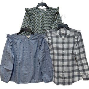 J. Crew Factory 100% Cotton Blouses Small‎ S Ruched Lightweight Career Office
